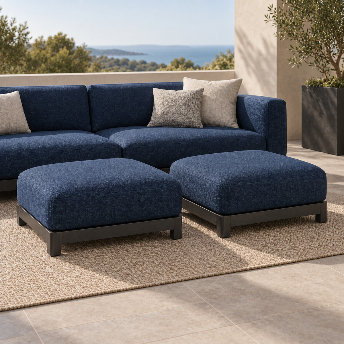 Cove Rest Modular Ottoman in a considered outdoor setting