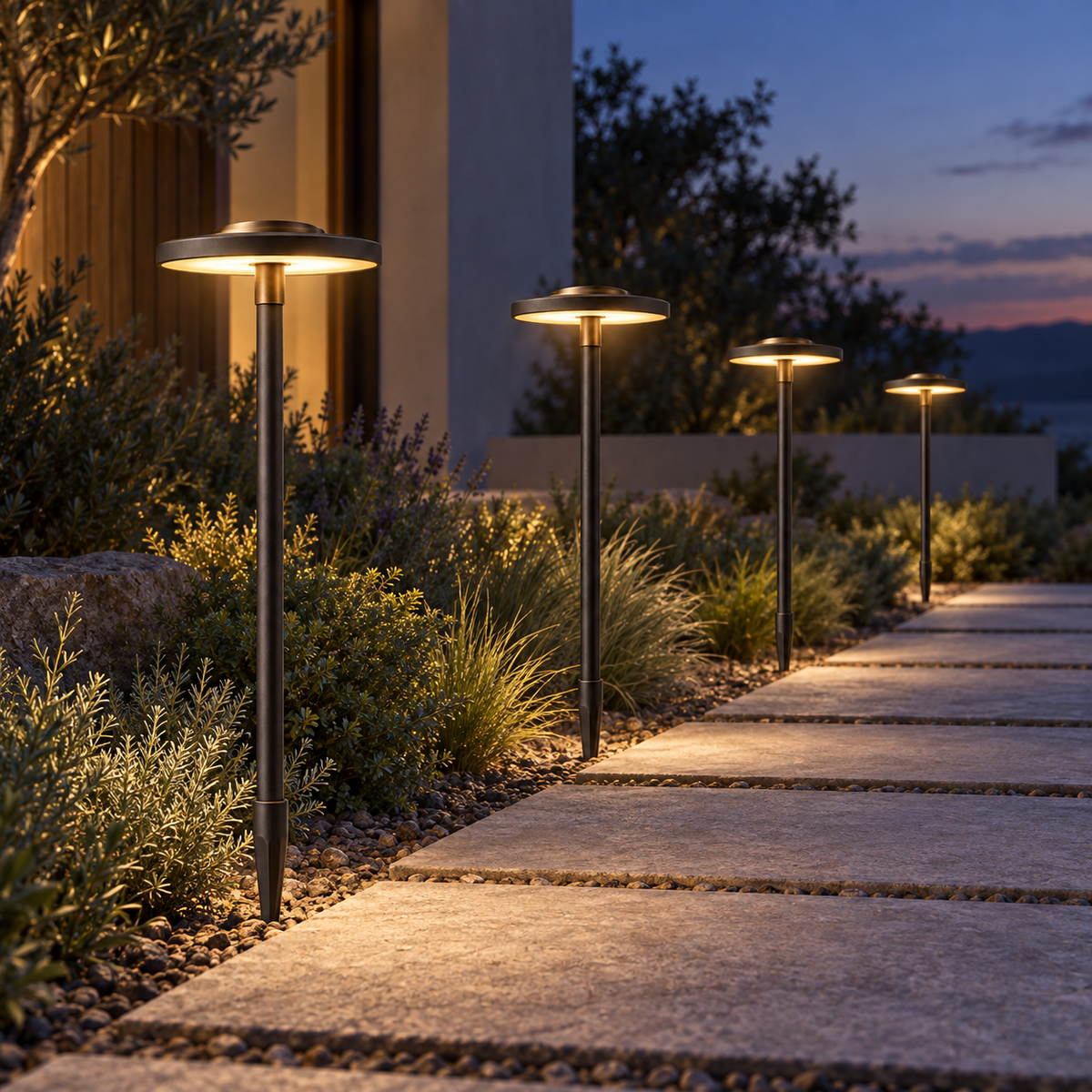 Nocturne Path Light Set in a considered outdoor setting