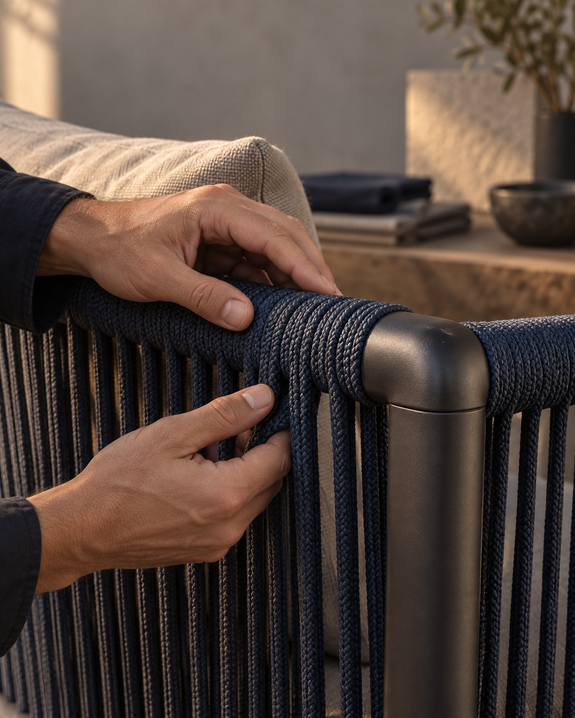 A close view of DUNAVERE woven construction